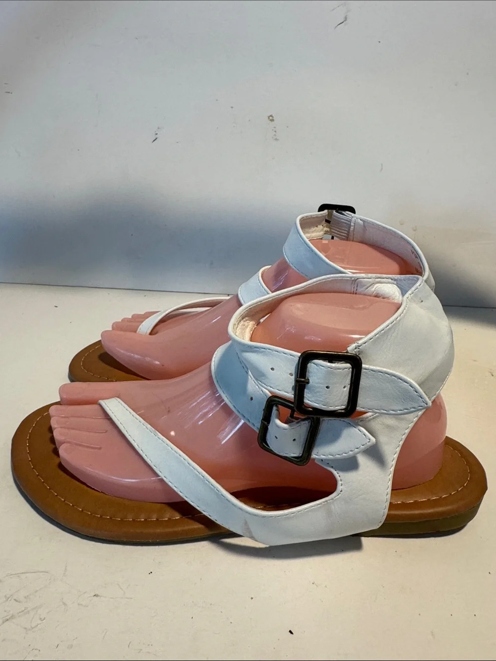 White Ankle-Strap Toe-Ring Sandals - Women's Fashion